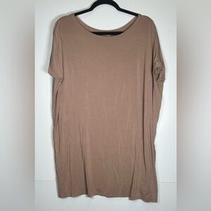 Piko 1988 Short Sleeve Oversized Mushroom Color Tshirt Dress. Lagenlook.
